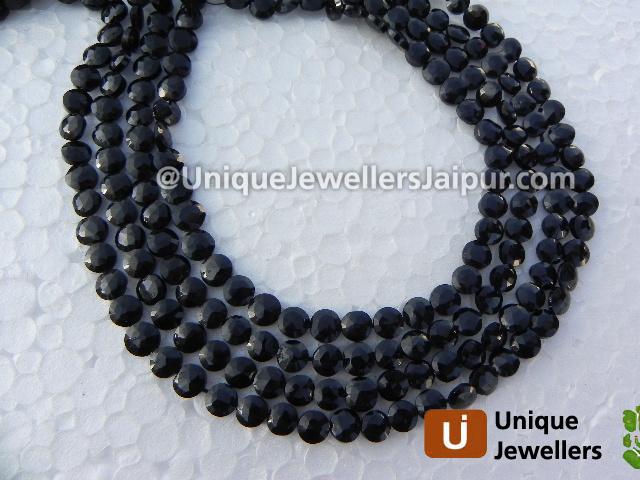 Black Spinel Faceted Coin Beads